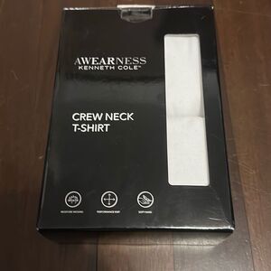 NWT 2 Pack Kenneth Cole Mens White Awearness Modern Fit Crew Neck T-Shirt Large
